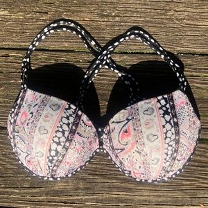 SOLD - Victoria's Secret Sexy Black, White and Pink Push Up Bikini Top NWOT
